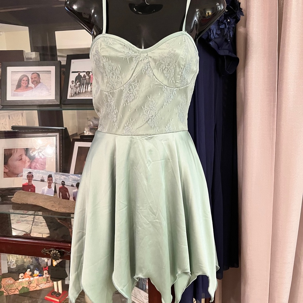 ROMWE Tinkerbell-style Mint Green Spaghetti Strap Dress